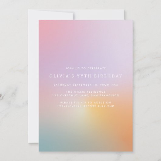 モダンレインパステルエレガントア写真おもしろい 招待状 (裏面)