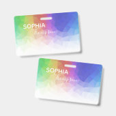 モダンレインボカラフルー多角形デザイン – バッジ (正面＆裏面)