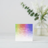 モダンレインボーポリゴン-名刺 スクエア名刺 (スタンド正面)