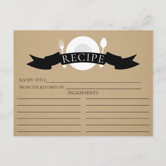 モダンレシピカードクラフトブライダルシャワー ポストカード (正面)