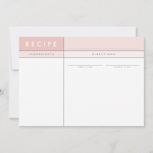 モダンレシピカード主催者ブロックミニマルピンク サンキューカード (正面)