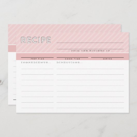 モダンレシピカード可愛いオーガナイザーミニマルピンク サンキューカード (正面/裏面)