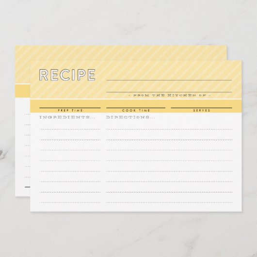モダンレシピカード可愛いオーガナイザーミニマル黄色 サンキューカード (正面/裏面)