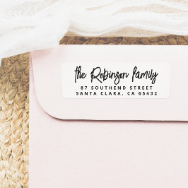 モダンレタリングはっきりしたファミリ名差出人住所 ラベル