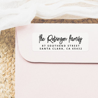 モダンレタリングはっきりしたファミリ名差出人住所 ラベル