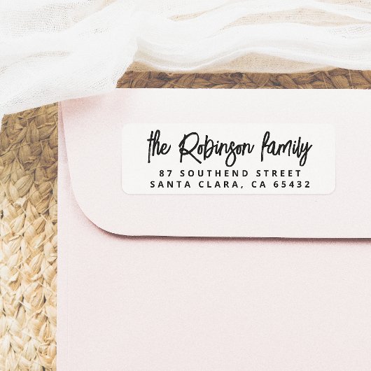 モダンレタリングはっきりしたファミリ名差出人住所 ラベル