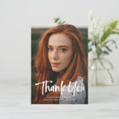 モダンレタリングシンプル3写真卒業 サンキューカード (スタンド正面)