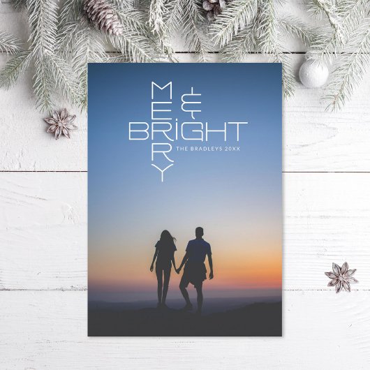 モダンレタリングメリーとBright Holiday Photo Card サンキューカード