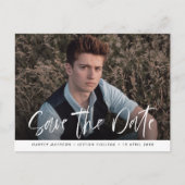 モダンレタリング卒業式の日付 ポストカード (正面)