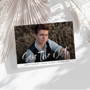 モダンレタリング卒業式の日付 ポストカード