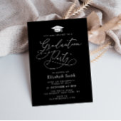 モダンレタリング黒卒業パーティーの招待状 招待状