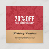 モダンレッドエレガントレースフェイク金ゴールド美しいサロン 割引カード (正面)