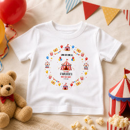 モダンレッドサーカスチケット1歳の誕生日 | 男女兼用 ベビーTシャツ