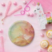 モダンレッドパーソナライズされたゴールデンティール（緑がかった色）油絵を描 ペーパープレート (パーティー)