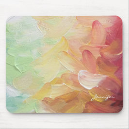 モダンレッドパーソナライズされたゴールデンティール（緑がかった色）油絵を描 マウスパッド