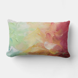 モダンレッドパーソナライズされたゴールデンティール（緑がかった色）油絵を描 ランバークッション