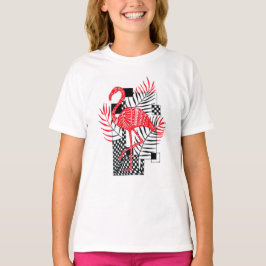 モダンレッドフラミンゴボタニカルアート - ミニマリスト トラ Tシャツ