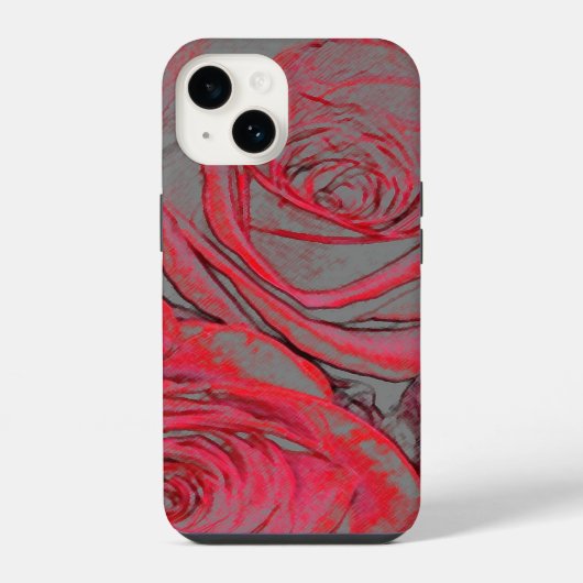 モダンレッドローズグロウ iPhoneケース (裏面)