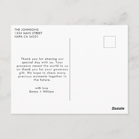 モダンレトロありがとう結婚の写真 ポストカード (裏面)