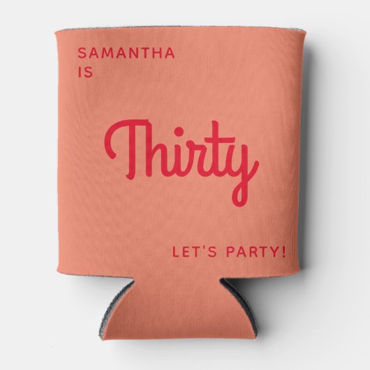 モダンレトロおもしろいブライト30パーソナライズされた誕生日 缶クーラー (正面)