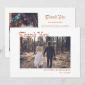モダンレトロお洒落写真結婚のThank You Car サンキューカード (正面/裏面)