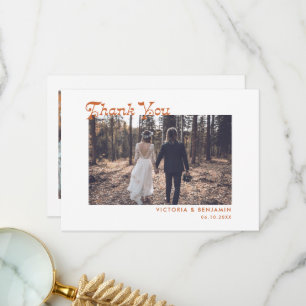モダンレトロお洒落写真結婚のThank You Car サンキューカード