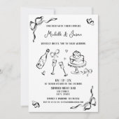 モダンレトロお洒落手描きBow写真 招待状 (正面)