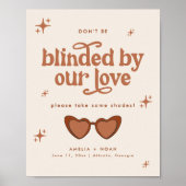 モダンレトロの結婚サングラスフェイスサイン ポスター (正面)