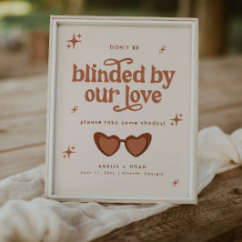 モダンレトロの結婚サングラスフェイスサイン ポスター