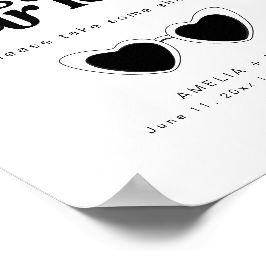 モダンレトロの結婚サングラスフェイスサイン ポスター (角)