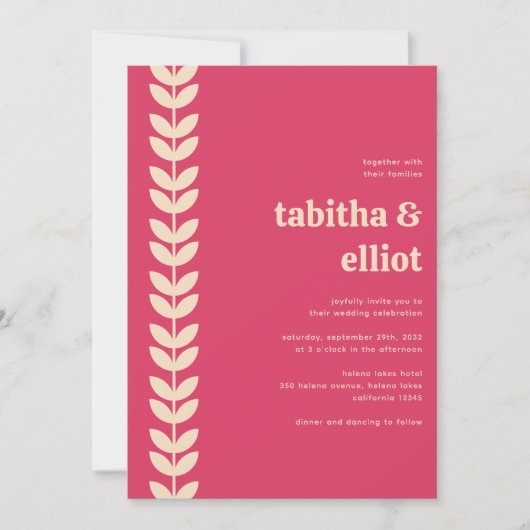 モダンレトロのQRコードすべて結婚の 招待状 (正面)