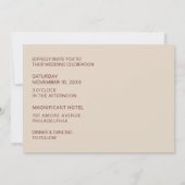 モダンレトロはっきりしたタイプクリーム&マルーンレッド結婚ズ 招待状 (裏面)