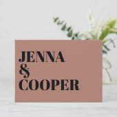 モダンレトロはっきりしたタイプブラック&デザートバラ結婚ズ 招待状 (スタンド正面)