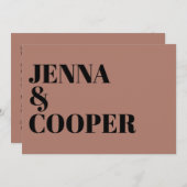 モダンレトロはっきりしたタイプブラック&デザートバラ結婚ズ 招待状 (正面/裏面)