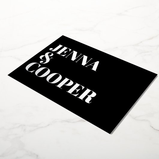 モダンレトロはっきりしたタイプ黒&シルバー結婚ズ 箔招待状 (回転した状態)