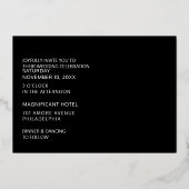 モダンレトロはっきりしたタイプ黒&シルバー結婚ズ 箔招待状 (裏面)