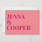 モダンレトロはっきりしたタイプPink & Magenta 結婚's 招待状 (正面)