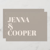 モダンレトロはっきりしたタイポグラフィトゥーペ&リネン結婚ス 招待状 (正面/裏面)