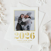 モダンレトロはっきりしたタイポグラフィハッピーニューイヤー写真 箔シーズンカード