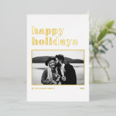 モダンレトロはっきりしたタイポグラフィフォトハッピーホリデイズ 箔シーズンカード (立ち正面)