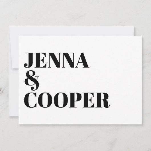 モダンレトロはっきりしたタイポグラフィブラック&ホワイト結婚ズ 招待状 (正面)