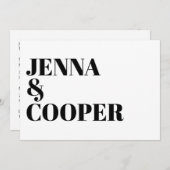 モダンレトロはっきりしたタイポグラフィブラック&ホワイト結婚ズ 招待状 (正面/裏面)