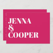 モダンレトロはっきりしたタイポグラフィマゼンタ結婚ーズ 招待状 (正面/裏面)