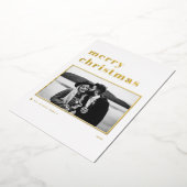 モダンレトロはっきりしたタイポグラフィ写真メリークリスマス 箔シーズンカード (回転した状態)