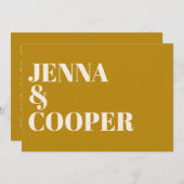 モダンレトロはっきりした型ゴールデロッド&リネン結婚ズ 招待状 (正面/裏面)