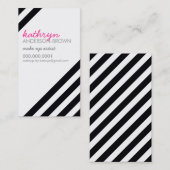 モダンレトロはっきりした斜ストライプの白黒 名刺 (正面/裏面)