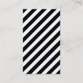 モダンレトロはっきりした斜ストライプの白黒 名刺 (裏面)