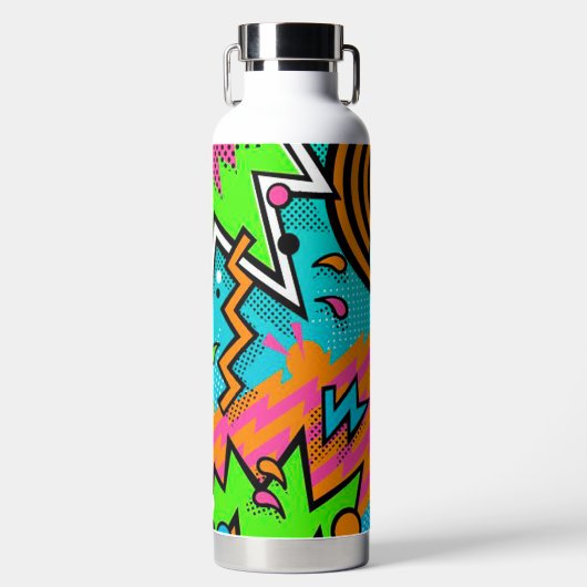 モダンレトロアポップ・アートのート ウォーターボトル (正面)