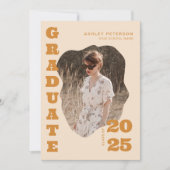 モダンレトロイエロータイポグラフィ2写真卒業 招待状 (正面)