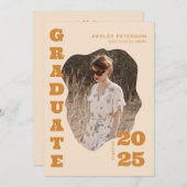 モダンレトロイエロータイポグラフィ2写真卒業 招待状 (正面/裏面)